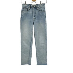 Aritzia Denim Forum The Arlo‎ High Rise Straight Jeans Light Wash Blue Size 25